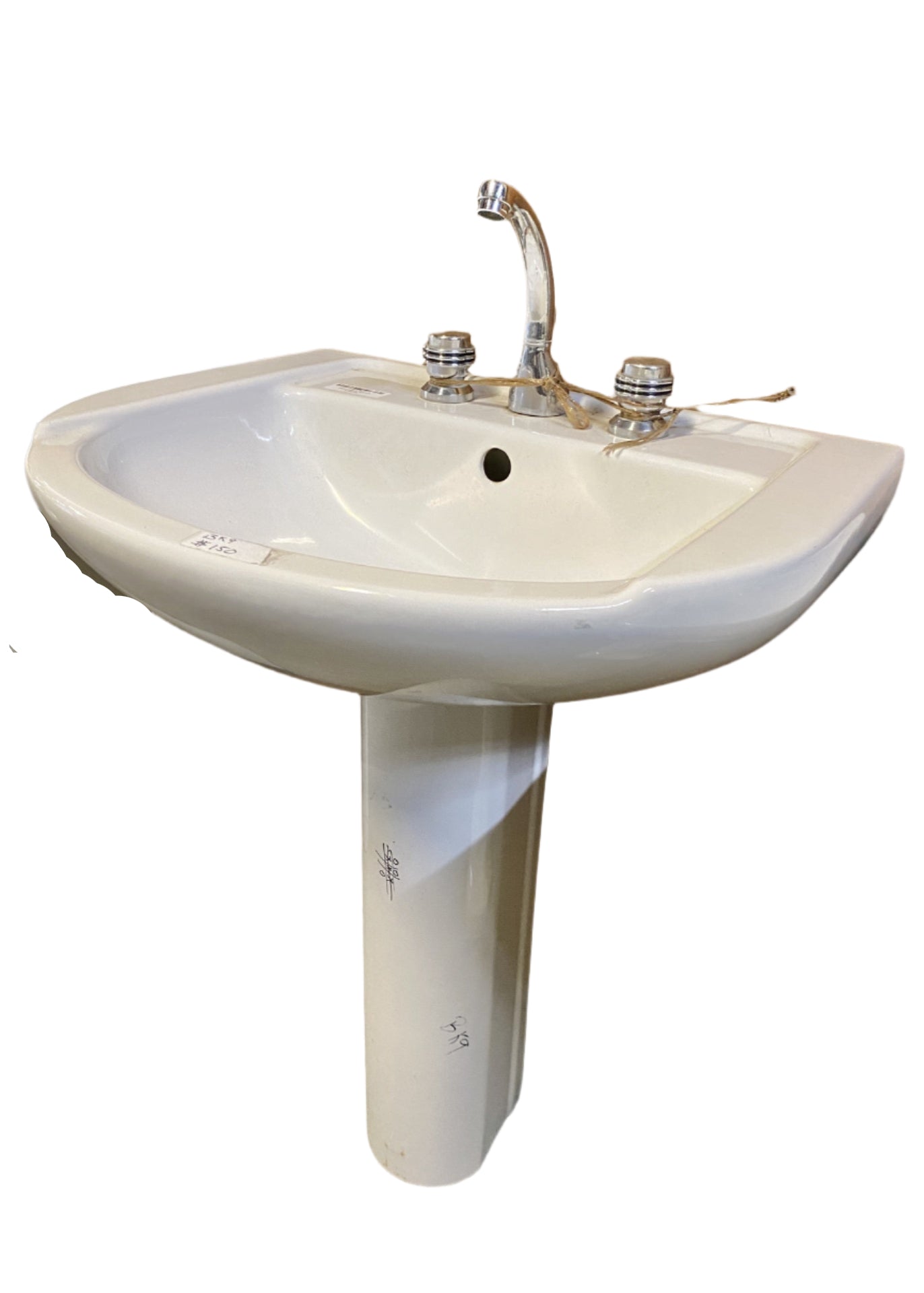 White Pedestal Sink BK9