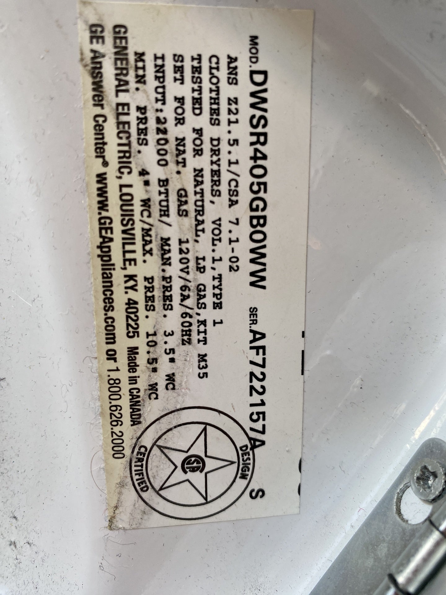 GE Clothes Dryer TRP