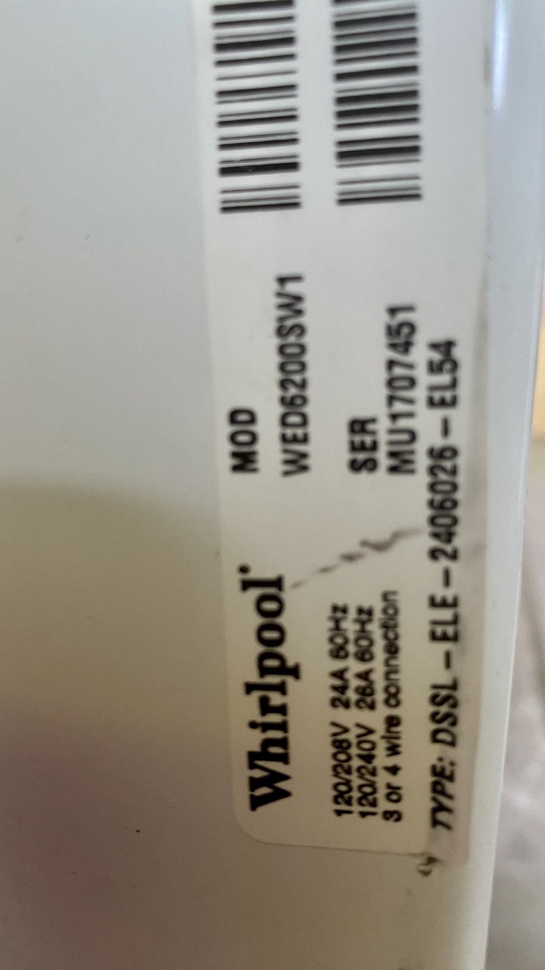 Whirlpool Cabrio Dryer Electric TRP