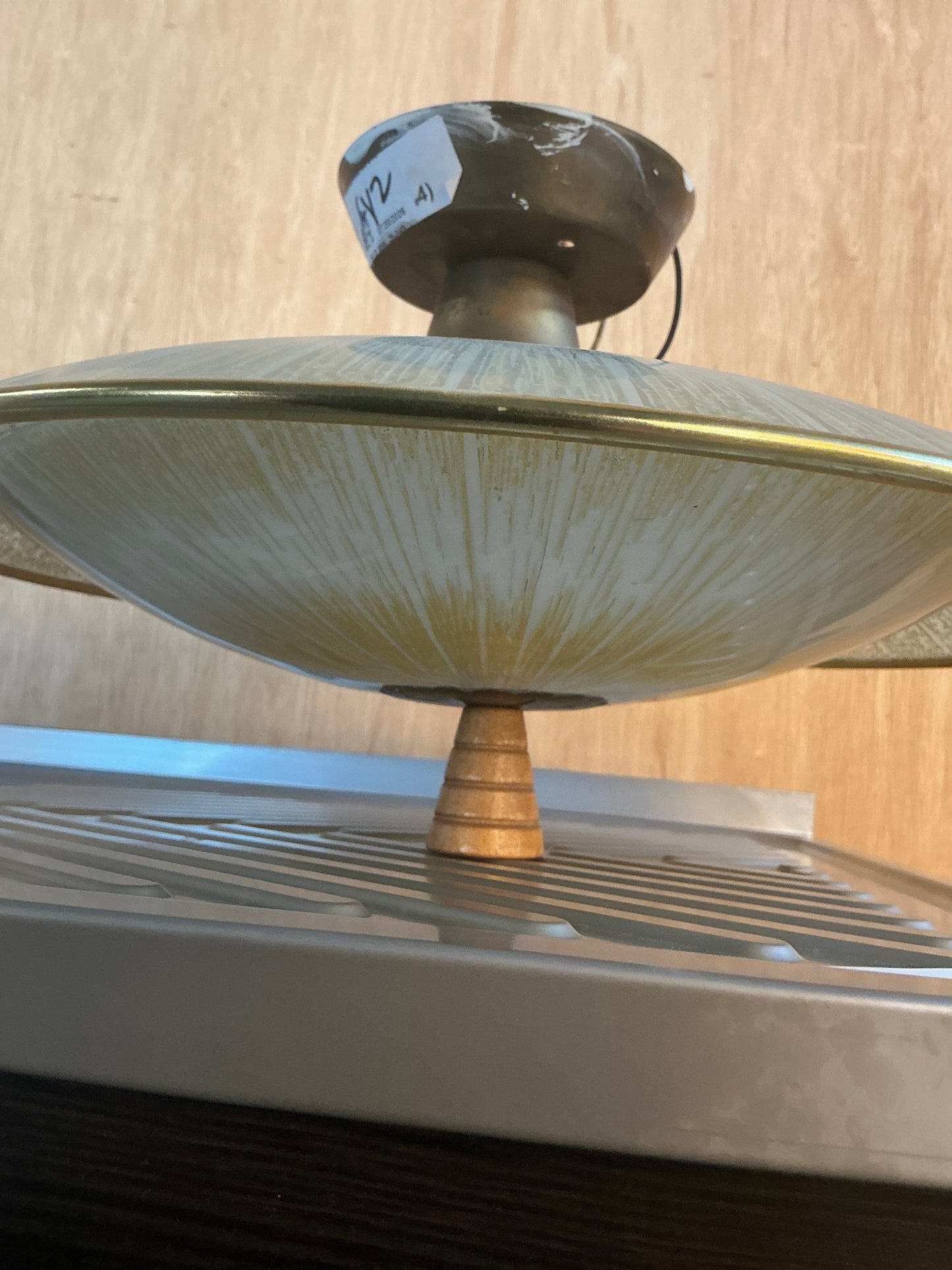 Ceiling light, blue glass, 17", CY2