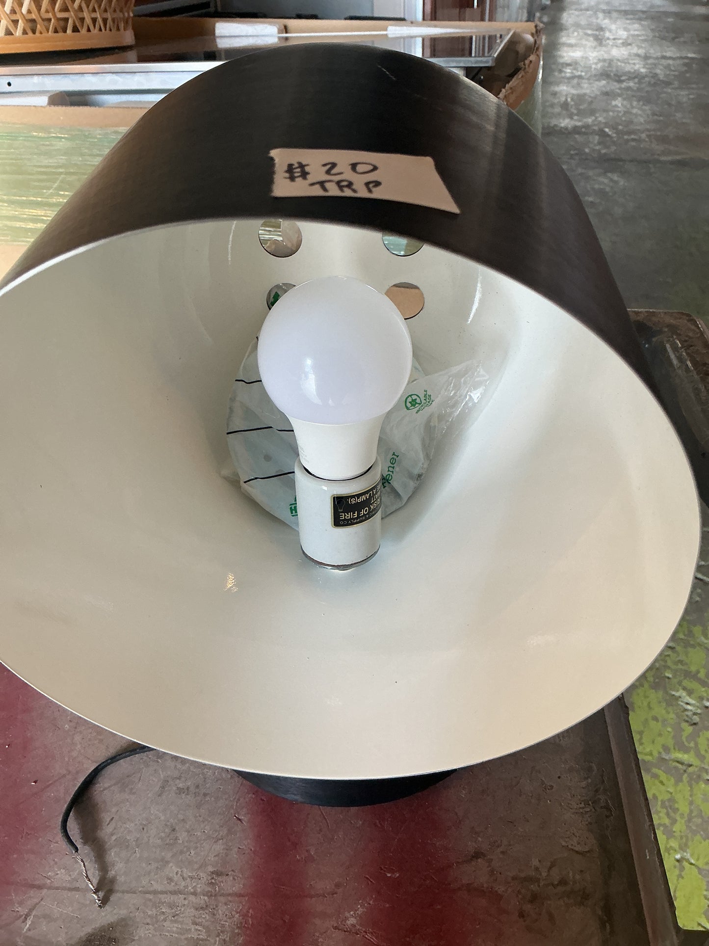 Ceiling light, pendant, black dome, 8", TRP