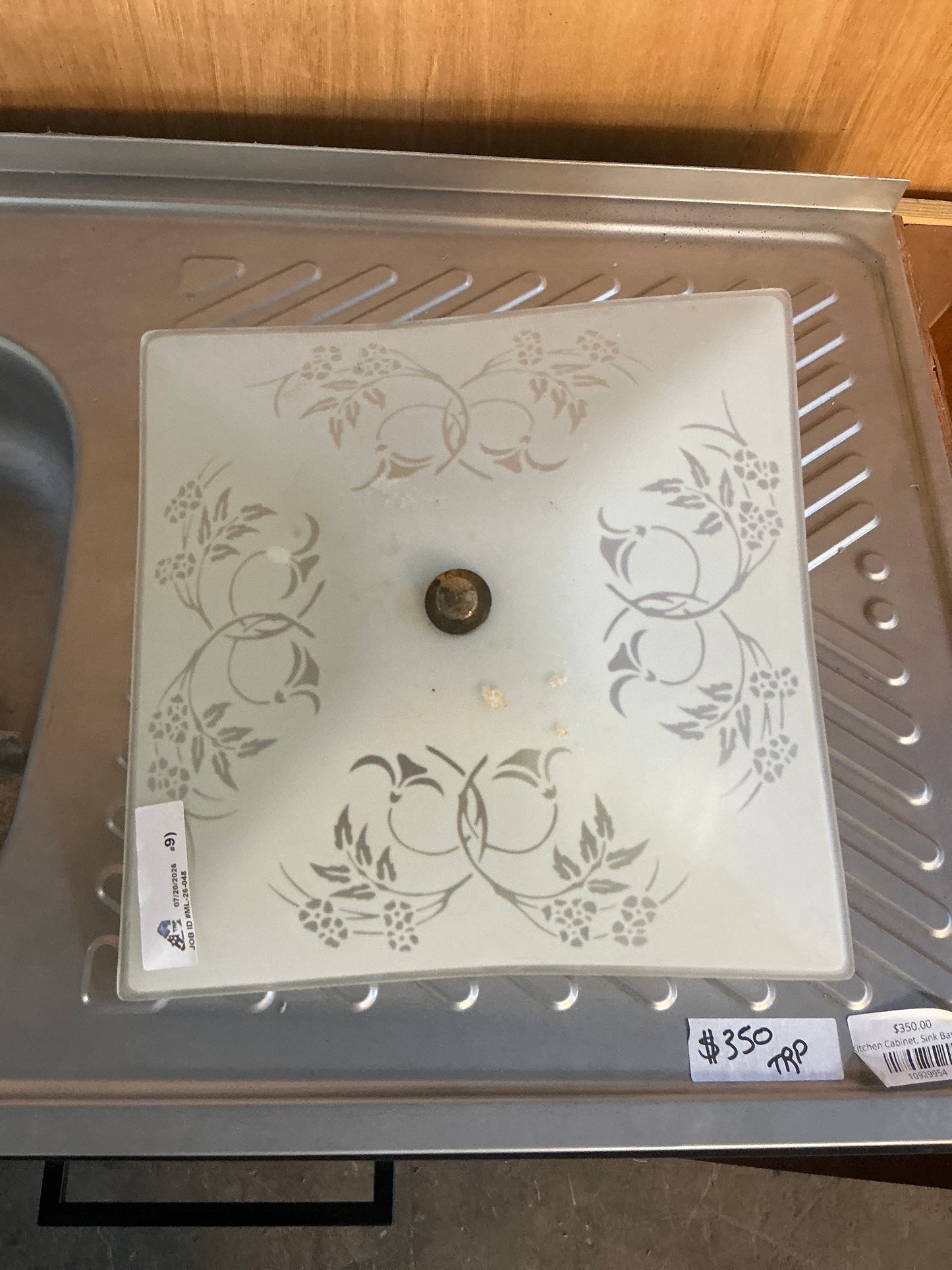 Ceiling light, square glass, 12", CY2