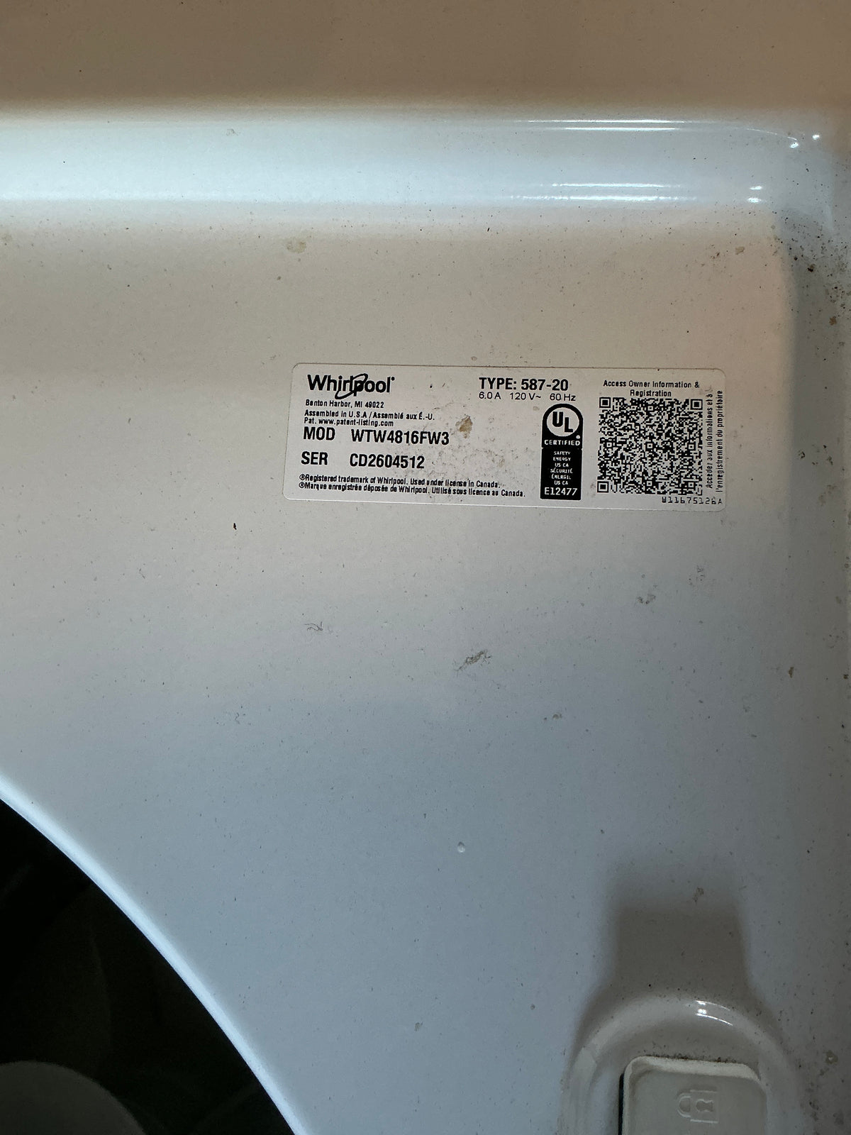 Whirlpool, Washer, CY8