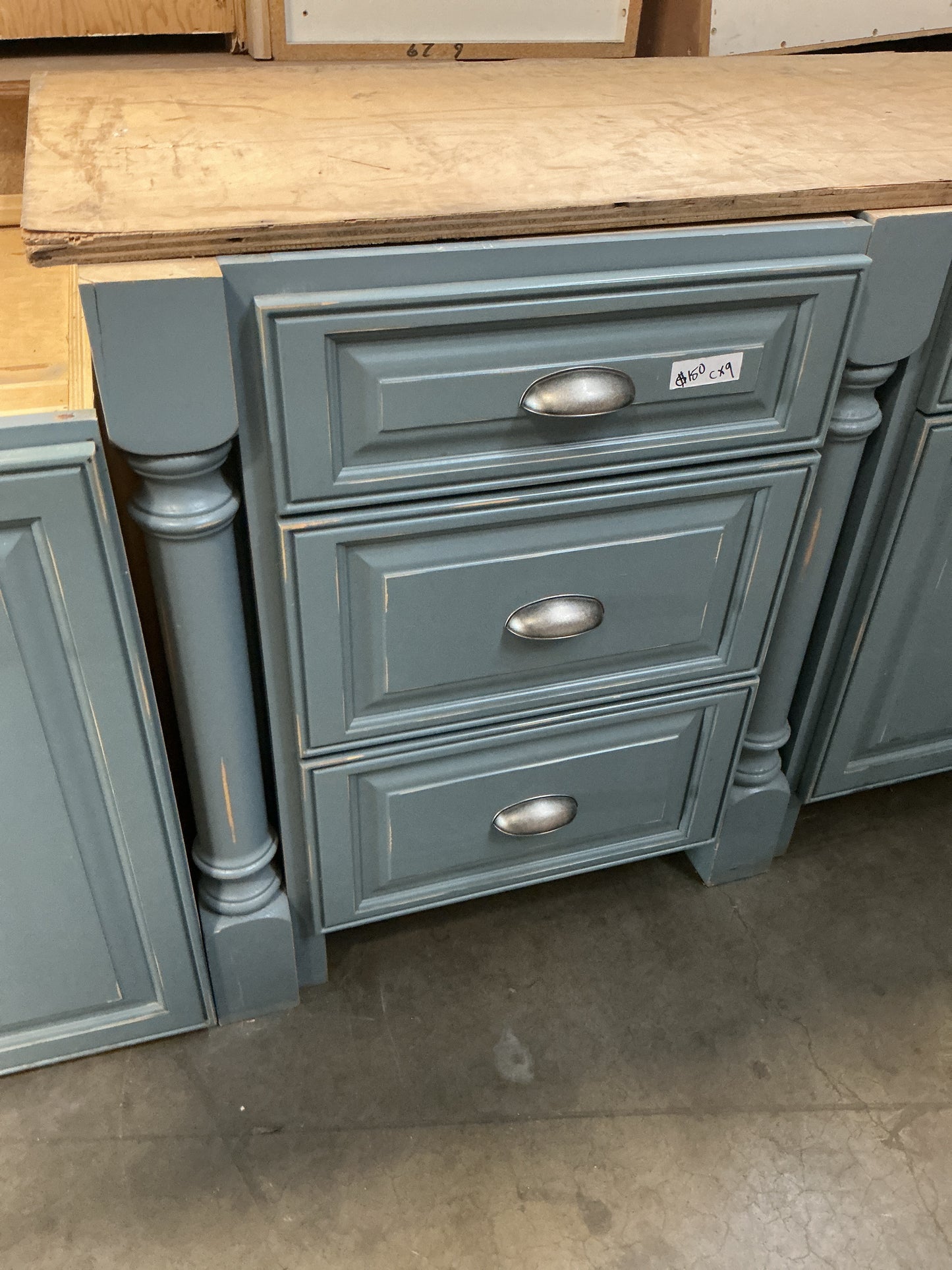 Cabinet, kitchen Base Blue, 3 Drawer CX9