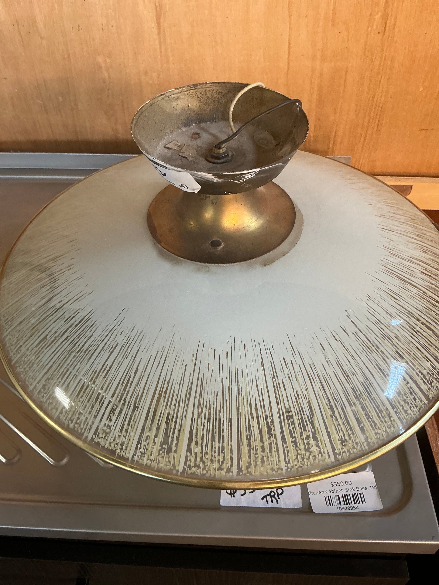 Ceiling light, blue glass, 17", CY2