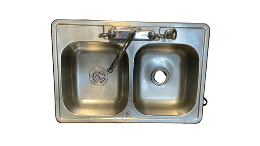 Kitchen Sink, Double, With Faucet And Garbage disposal,  TRP