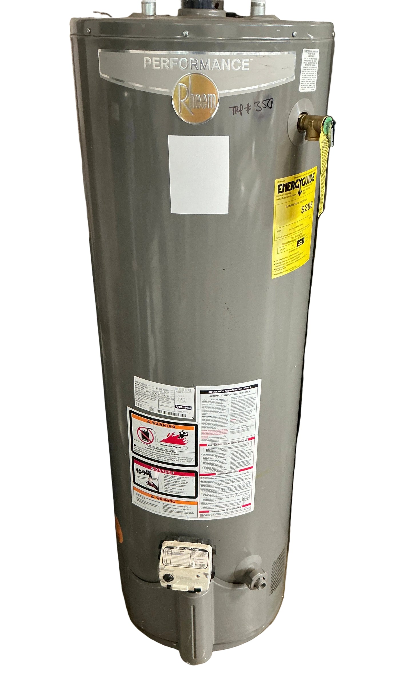 Water heater, Gas, Rheem Performance Grey, TRP