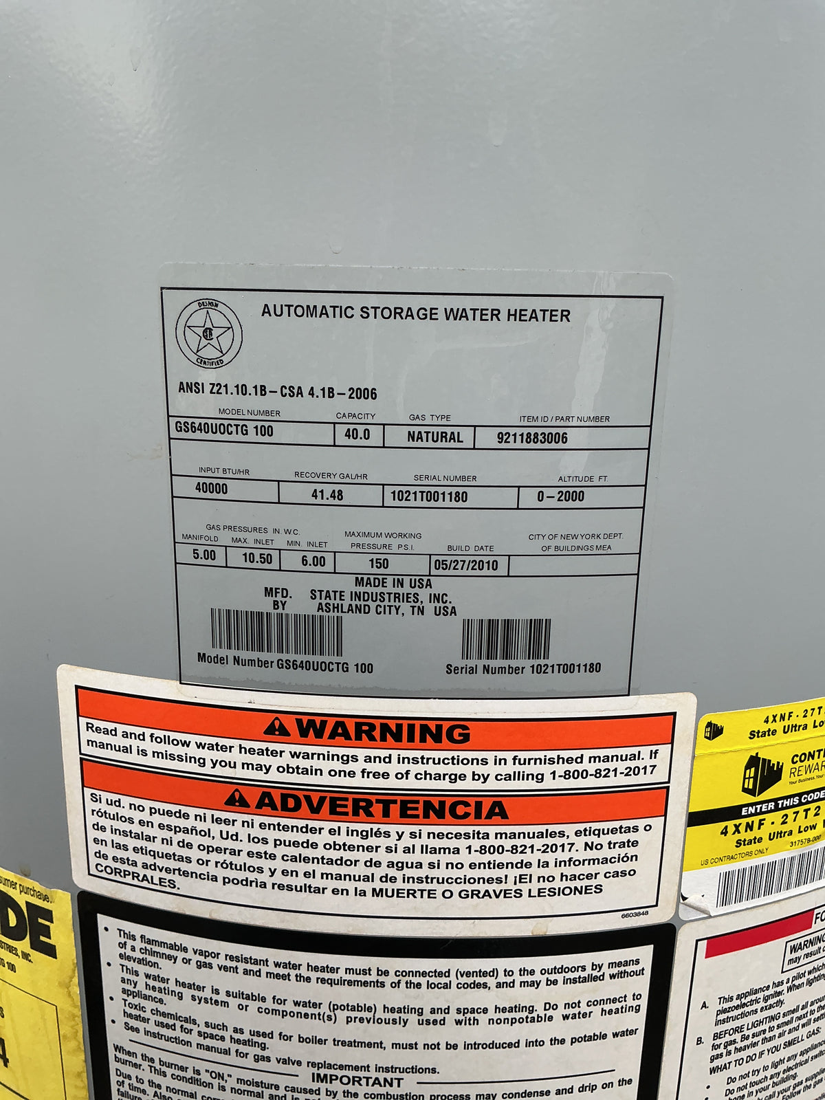 Water Heater, State Select, TRP