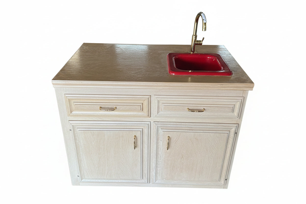 Kitchen Cabinet And Sink & Faucet, CT4, 2 Doors And 1 Drawer