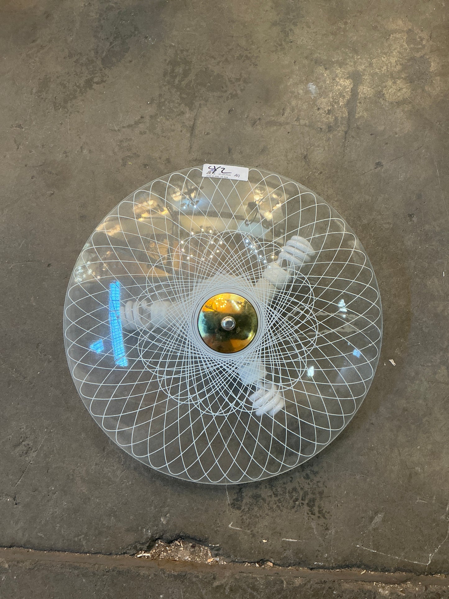 Ceiling light, patterned glass, 18", CY2
