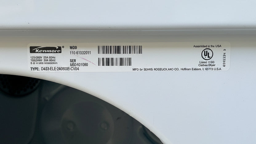 Dryer, Kenmore, Electric, CV8