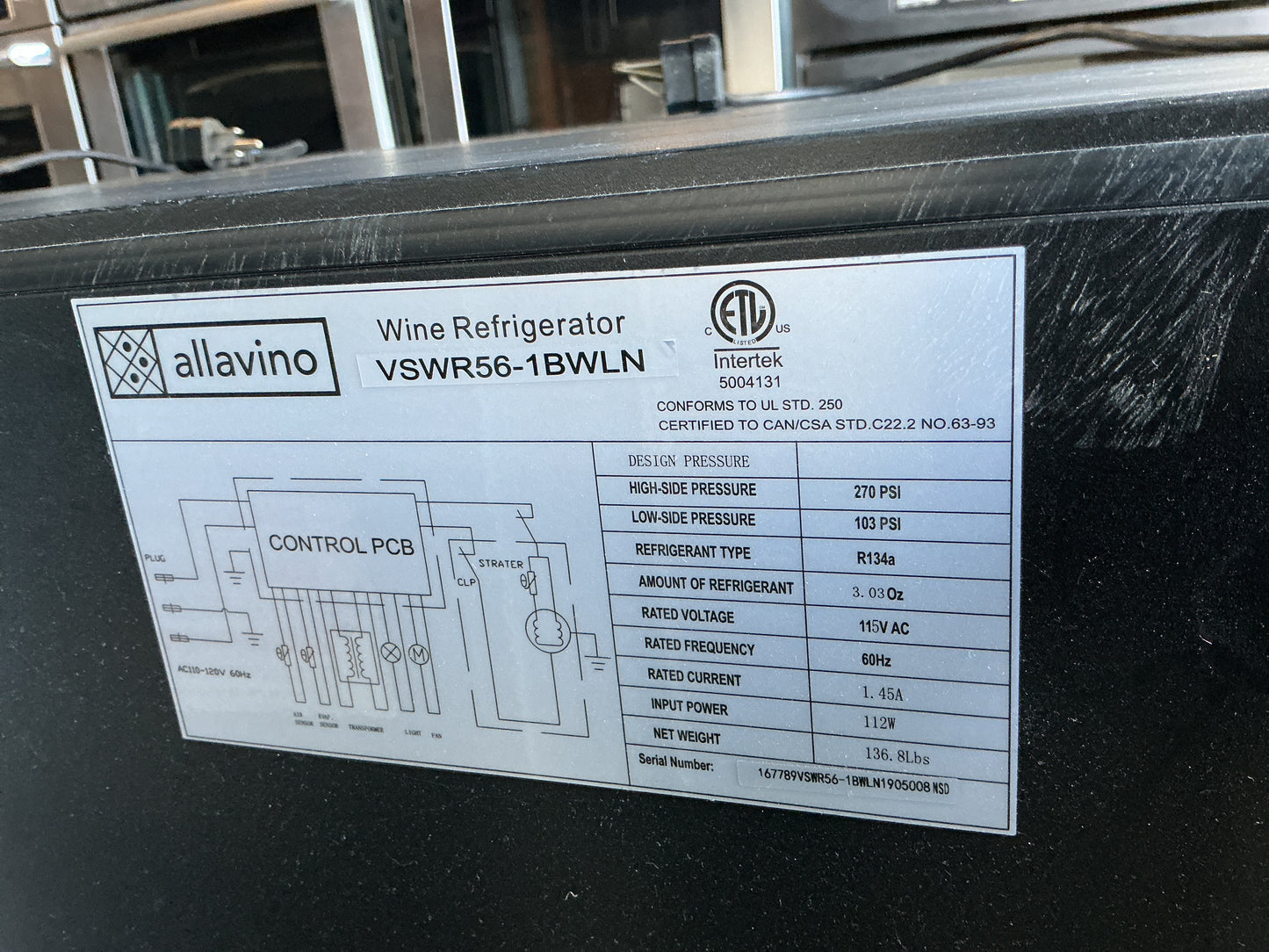 Wine Refrigerator, Allavino, CM9