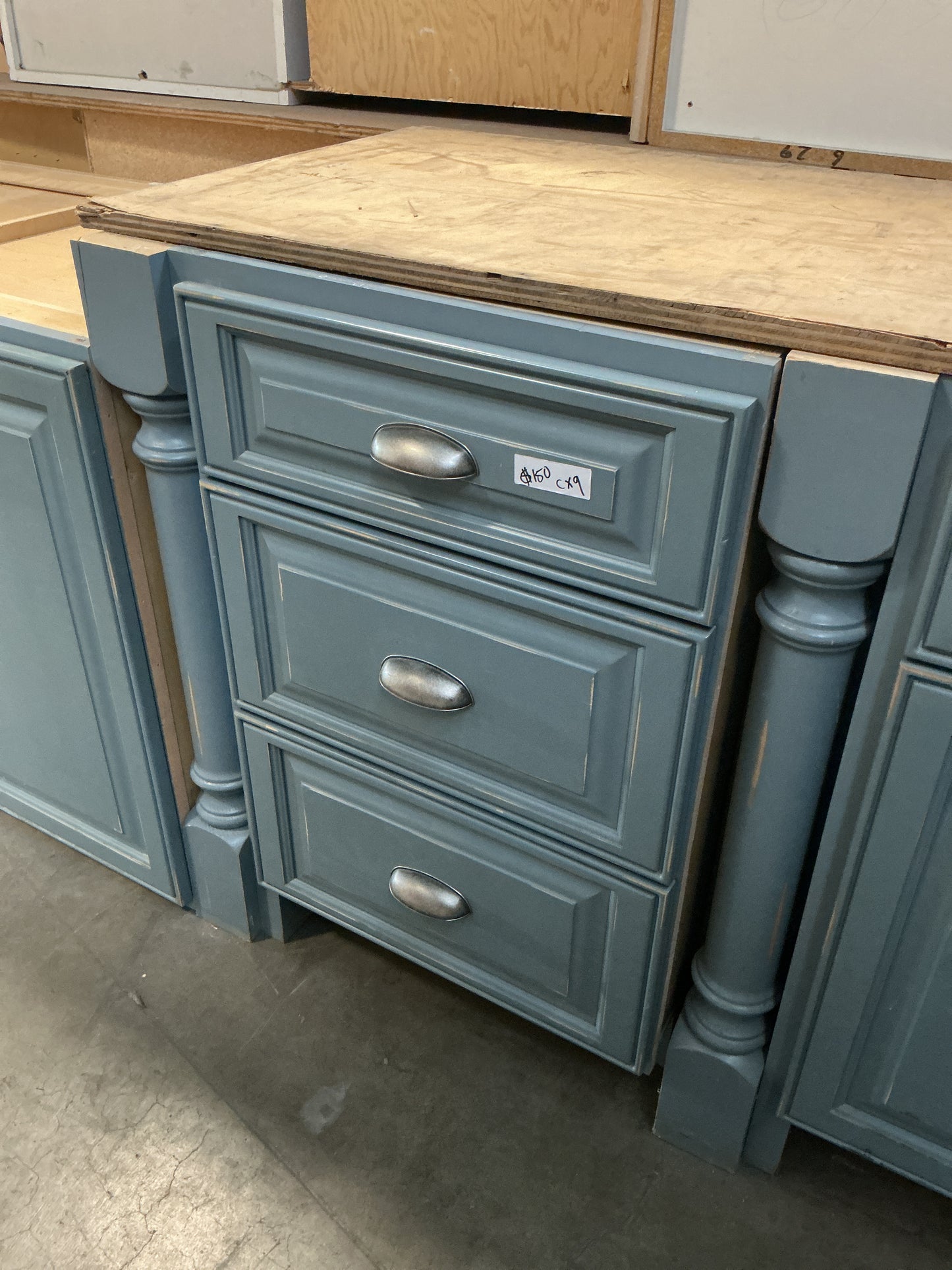 Cabinet, kitchen Base Blue, 3 Drawer CX9