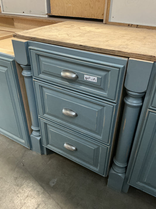 Cabinet, kitchen Base Blue, 3 Drawer CX9