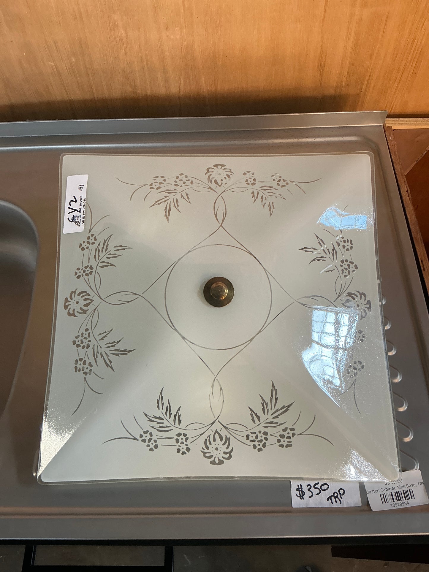 Ceiling light, square glass, 13 1/2", CY2