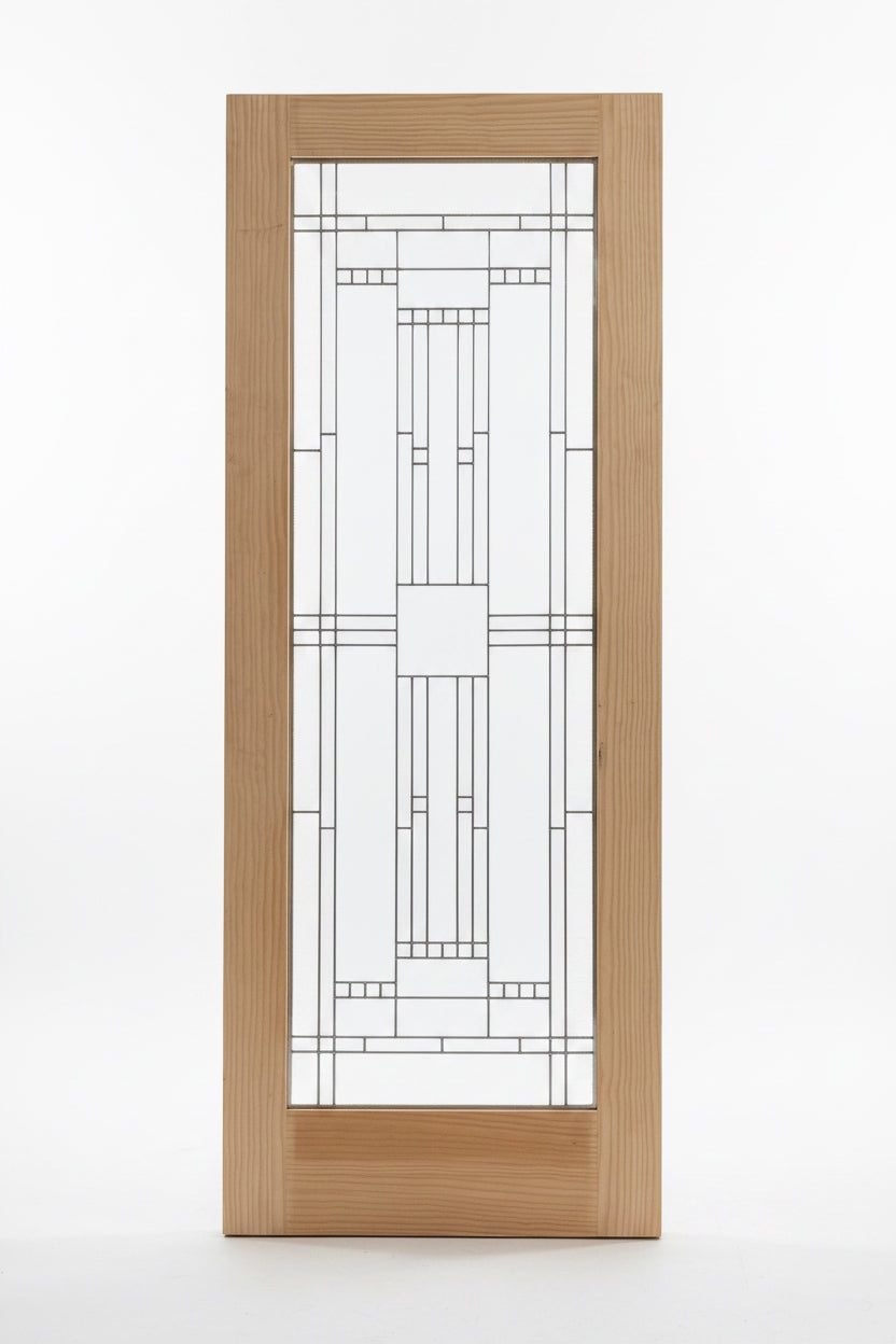 Frank Lloyd Wright Inspired Stained Glass Entry Door