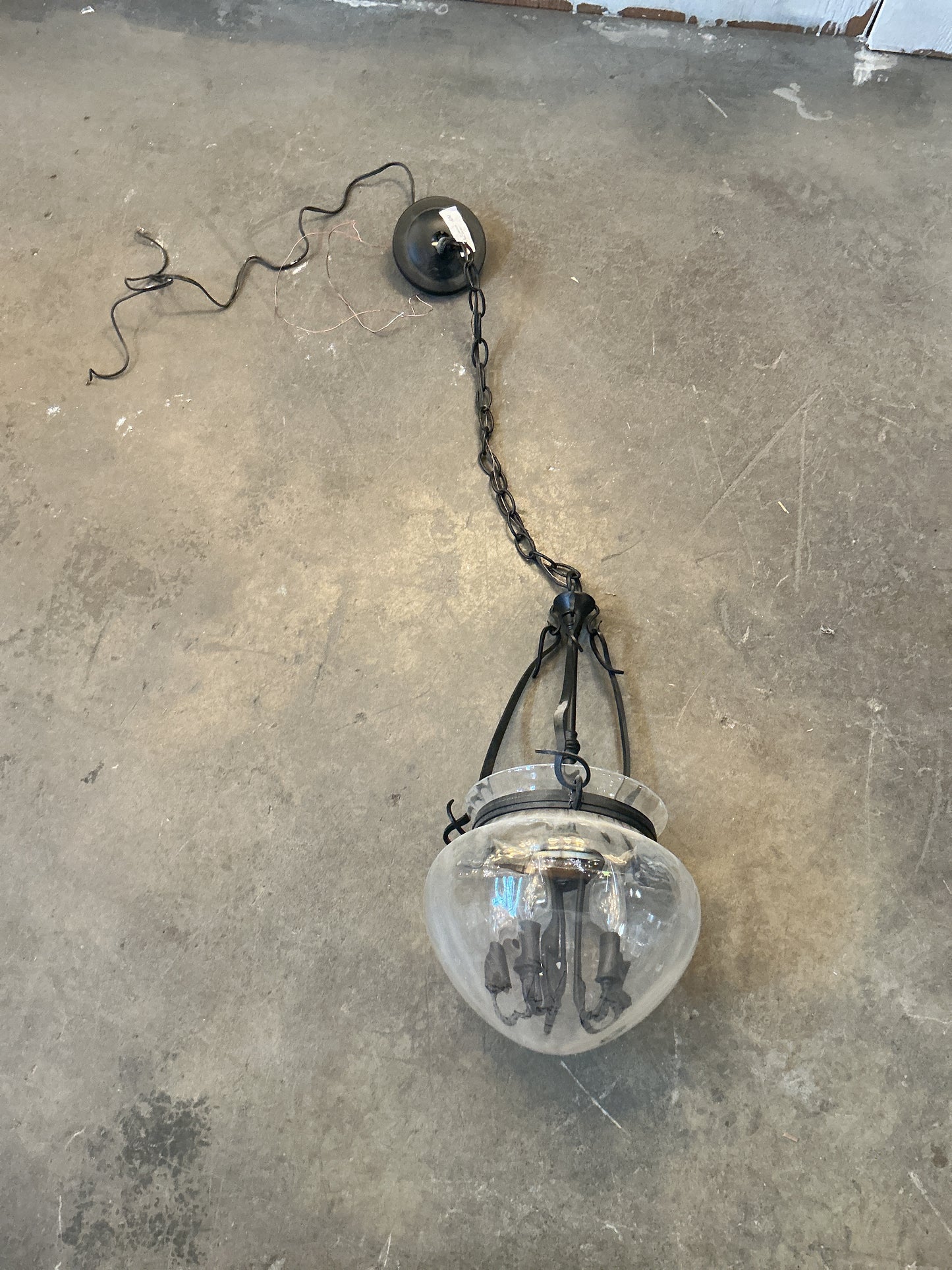 Ceiling light, pendant, lantern, seeded glass, 10", CX2