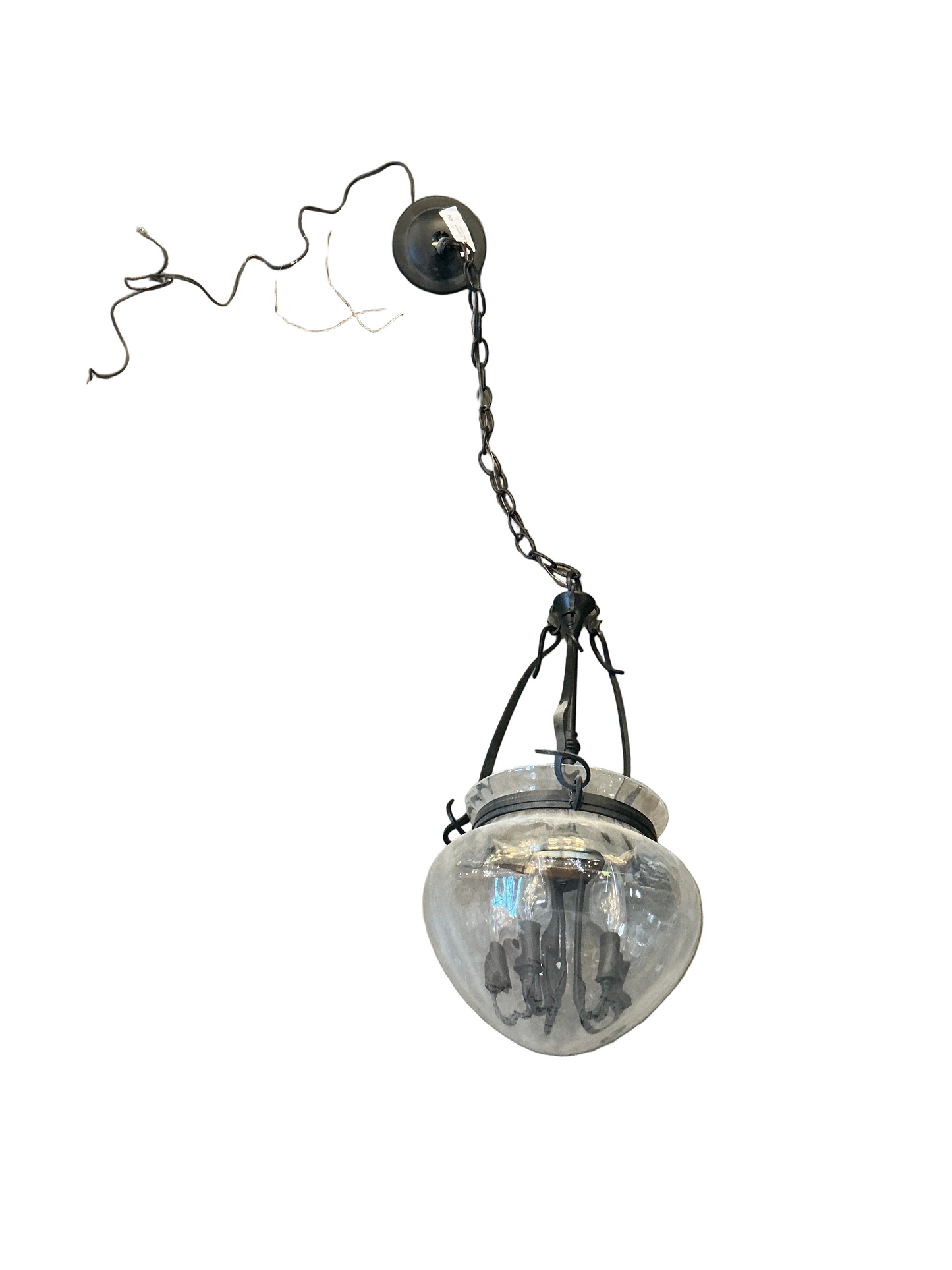 Ceiling light, pendant, lantern, seeded glass, 10", CX2