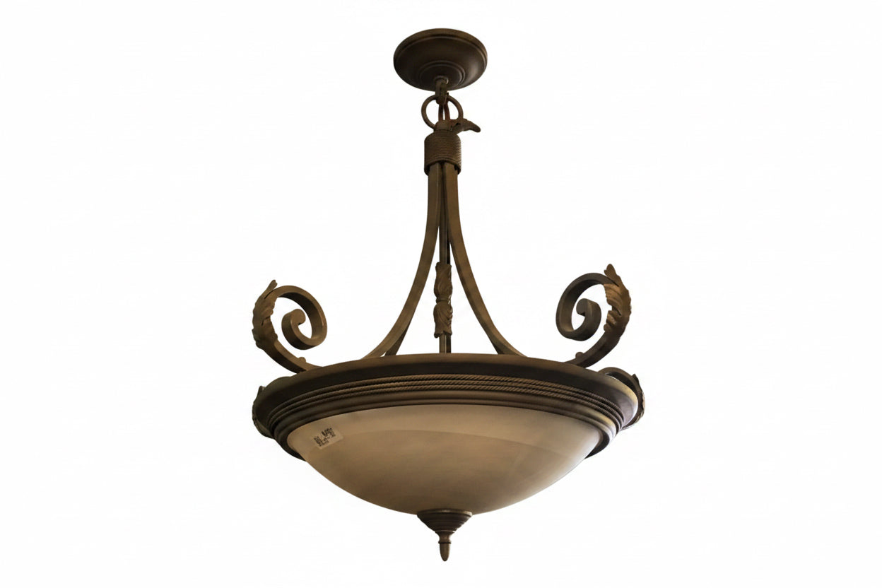 Large Tuscan-Style Bronze Hanging Light Fixture