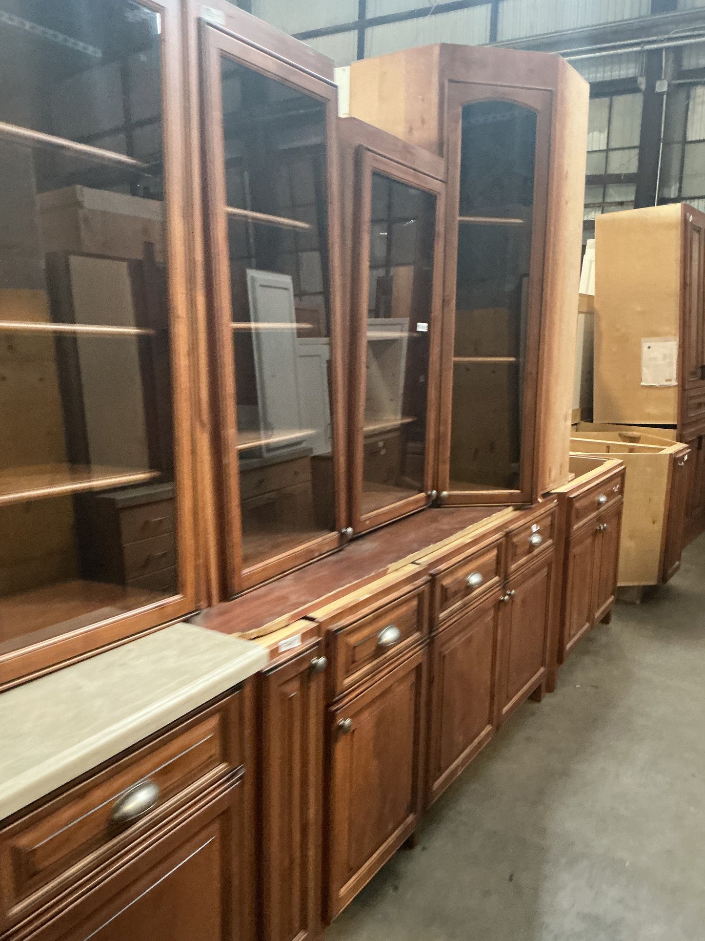 Kitchen cabinet set, brown, stone top, 18 pieces, CX9