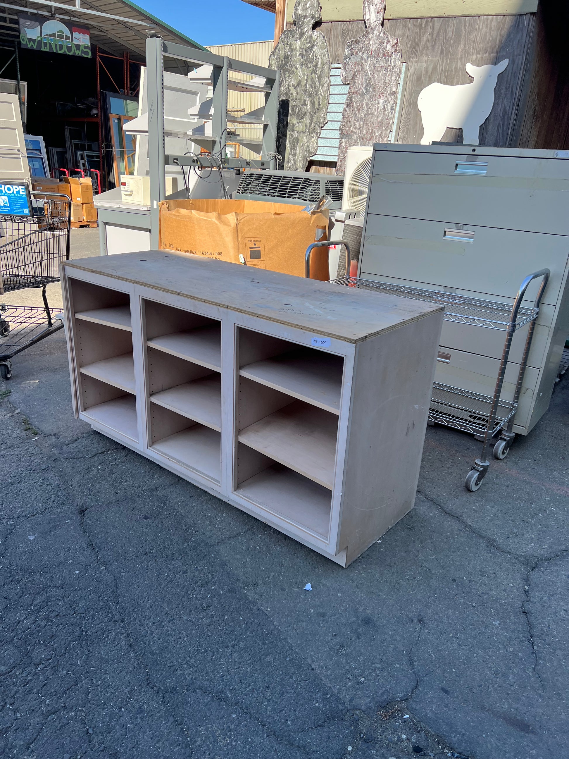 Open wood 3-section shelf 63x35x24 | The ReUse People Oakland
