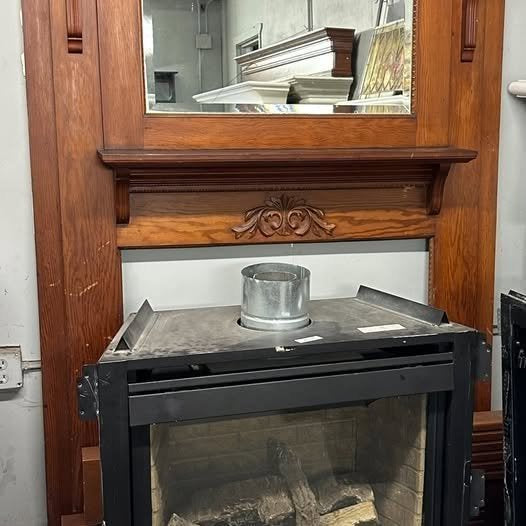 Wood Mantel with Mirror