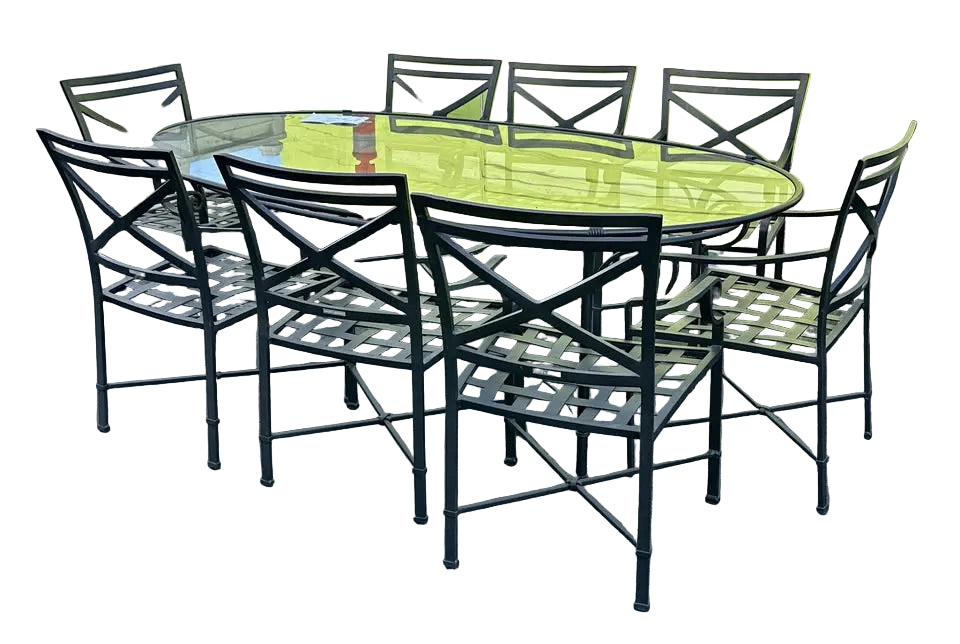 Glass Top Patio Table & (8) Chairs