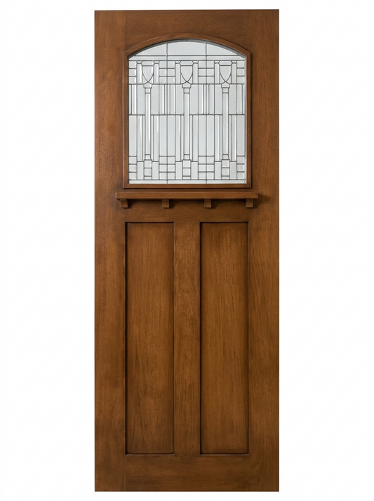 Craftsman Wood Door with Stained Glass