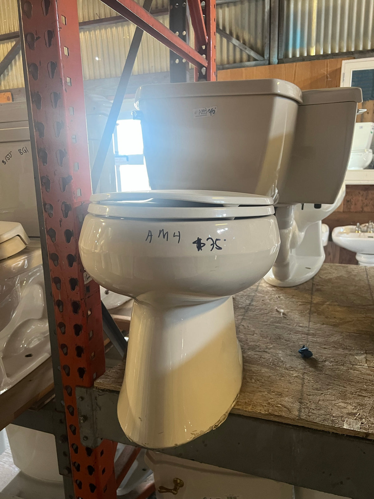 Almond Kohler two-piece toilet, AM4 | The ReUse People Oakland