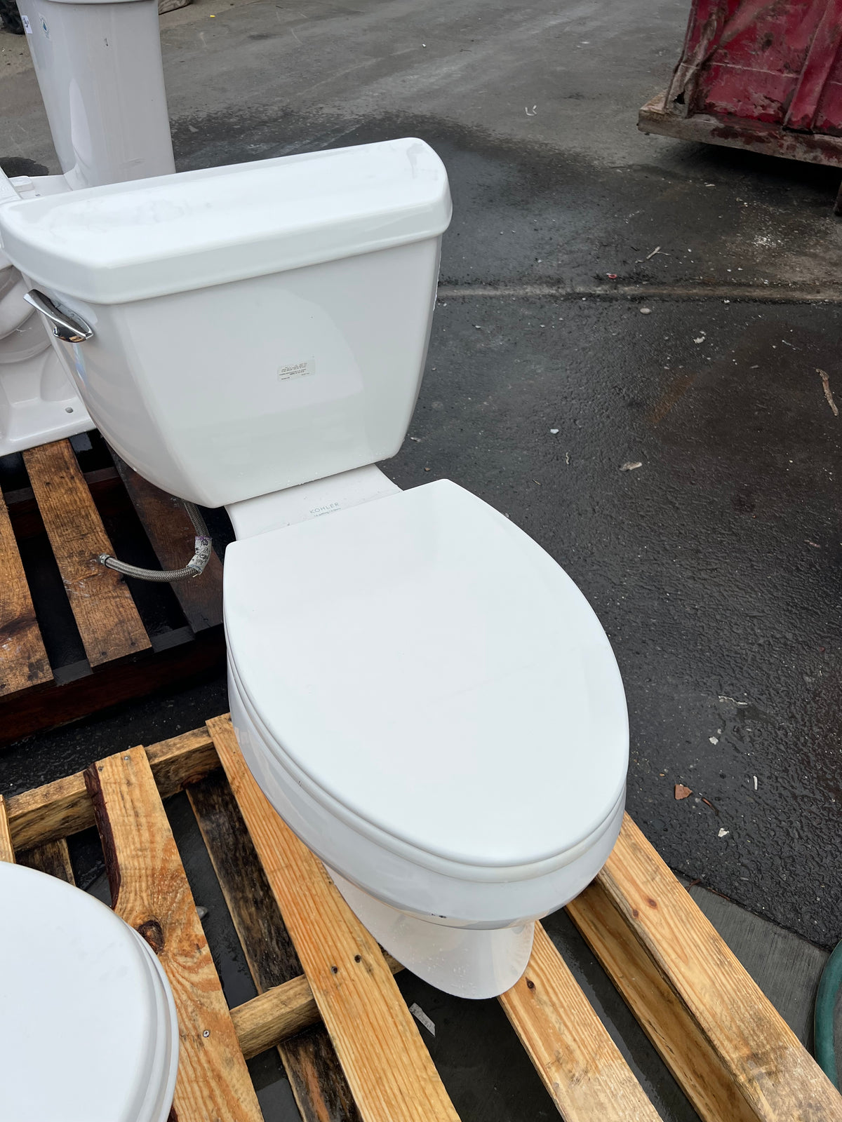 White two-piece Kohler toilet, CX7 | The ReUse People Oakland