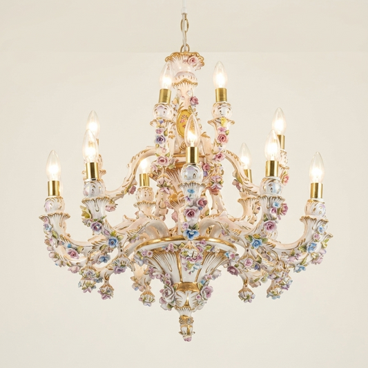 Chandelier, Italian Porcelain, Capodiamonte, TRP